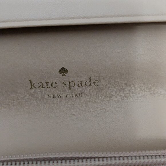 Kate Spade New York Leather Bow Wallet Wristlet Clutch Cream Retractable Strap . - Picture 9 of 11